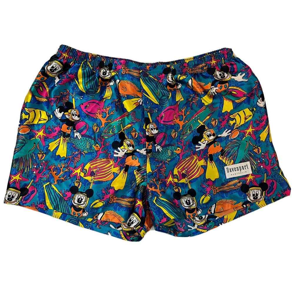 Vtg Mickey & Co Satin Boxers Davenport Australia Great Barrier Reef Mens Large
